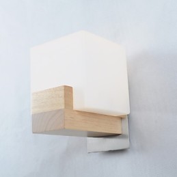 Einfache Wandlampe, Nachttischlampe mit Glasschirm und Massivholz für Schlafzimmer, Kommode, Wohnzimmer, Babyzimmer, Studentenwohnheim, Couchtisch, Bücherregal