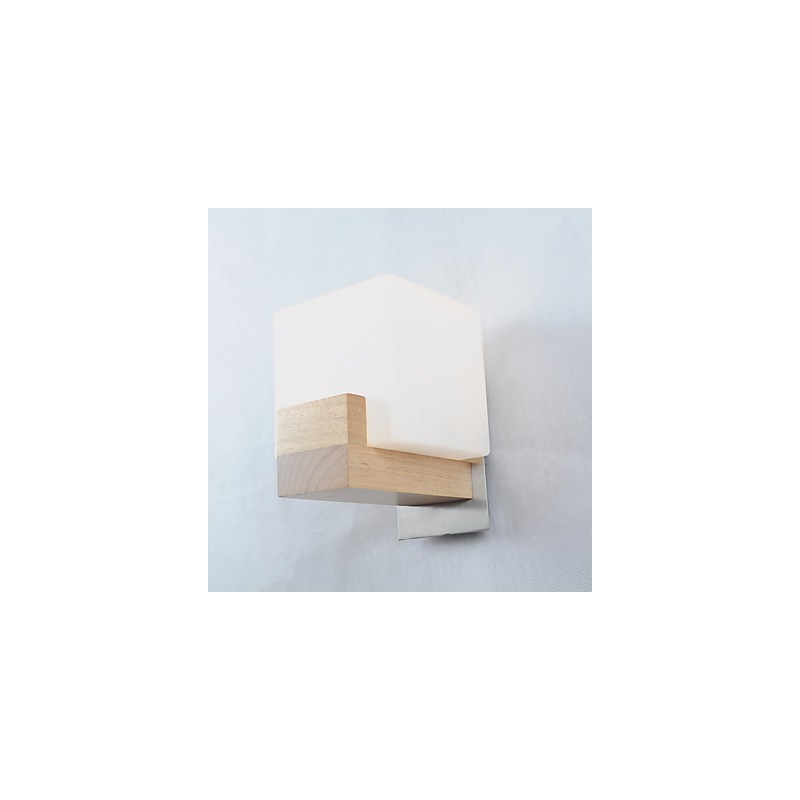 Einfache Wandlampe, Nachttischlampe mit Glasschirm und Massivholz für Schlafzimmer, Kommode, Wohnzimmer, Babyzimmer, Studentenwohnheim, Couchtisch, Bücherregal