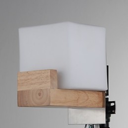 Einfache Wandlampe, Nachttischlampe mit Glasschirm und Massivholz für Schlafzimmer, Kommode, Wohnzimmer, Babyzimmer, Studentenwohnheim, Couchtisch, Bücherregal
