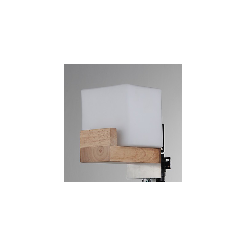 Einfache Wandlampe, Nachttischlampe mit Glasschirm und Massivholz für Schlafzimmer, Kommode, Wohnzimmer, Babyzimmer, Studentenwohnheim, Couchtisch, Bücherregal