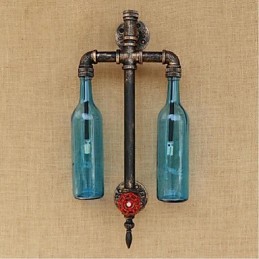 Amerikanischen Themen Restaurant Bar Eisen Mit Schalter Wasser Rohr Wein Flasche Wand Lampe Blau