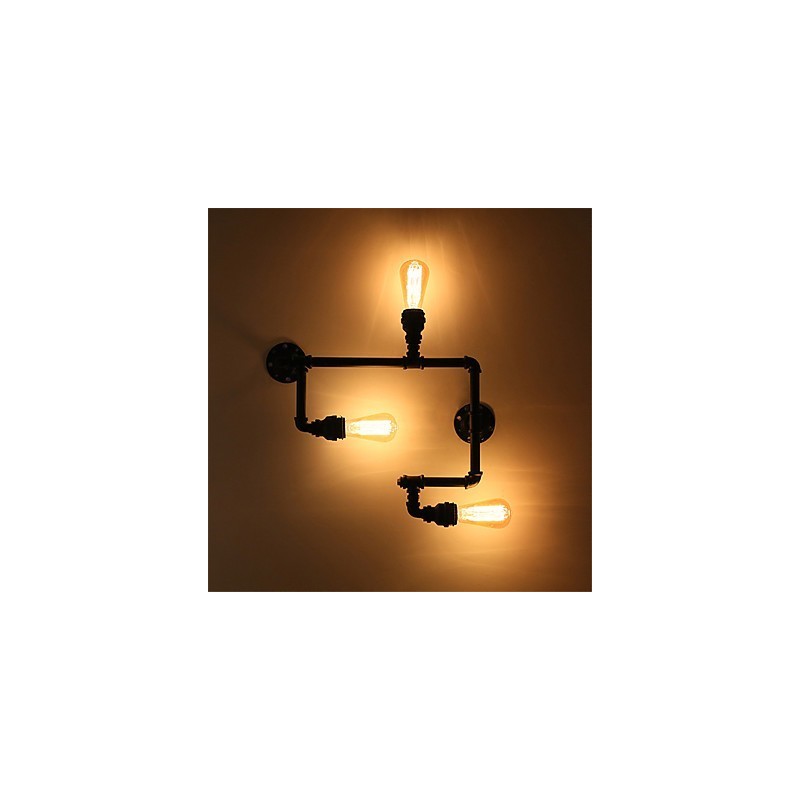 3 Köpfe Vintage Industrielle Rohr Wandleuchten Schwarz Kreative Lichter Restaurant Cafe Bar Dekoration Beleuchtung