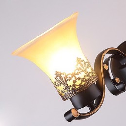 Doppelkopf-Wandlampe aus amerikanischem Landhausstil im Vintage-Stil aus Metall mit Glas für die Kantine, das Wohnzimmer, den Eingangsbereich und das Foyer.