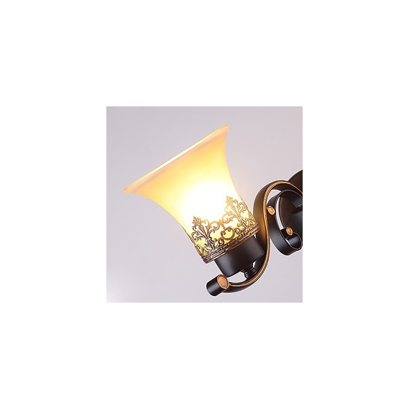 Doppelkopf-Wandlampe aus amerikanischem Landhausstil im Vintage-Stil aus Metall mit Glas für die Kantine, das Wohnzimmer, den Eingangsbereich und das Foyer.