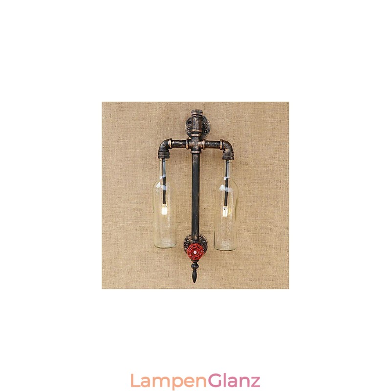 Amerikanischen Themen Restaurant Bar Eisen Mit Schalter Wasser Rohr Wein Flasche Wand Lampe Transparent