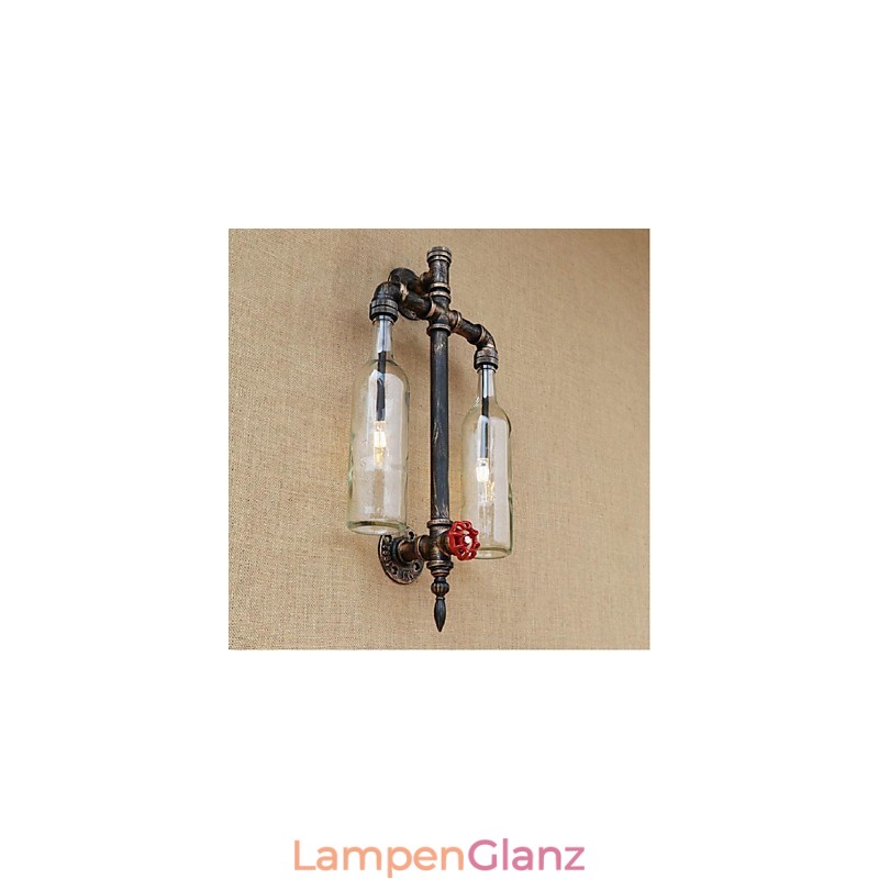 Amerikanischen Themen Restaurant Bar Eisen Mit Schalter Wasser Rohr Wein Flasche Wand Lampe Transparent