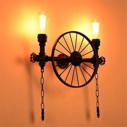 Vintage Industrielle Rohrwandleuchten Kreative Lichter Restaurant Cafe Bar Dekorationsbeleuchtung mit 2 Lichtern Lackiert