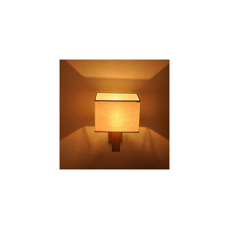 Einfache Wandlampe, Nachttischlampe mit Stoffschirm und Massivholz für Schlafzimmer, Kommode, Wohnzimmer, Babyzimmer