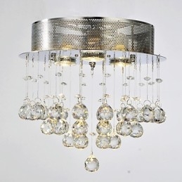 Traditional Classic Crystal Chrome Metal Flush Mount