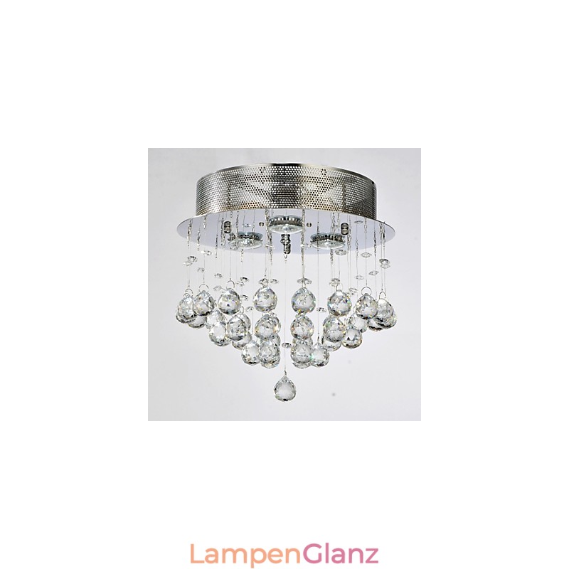 Traditional Classic Crystal Chrome Metal Flush Mount