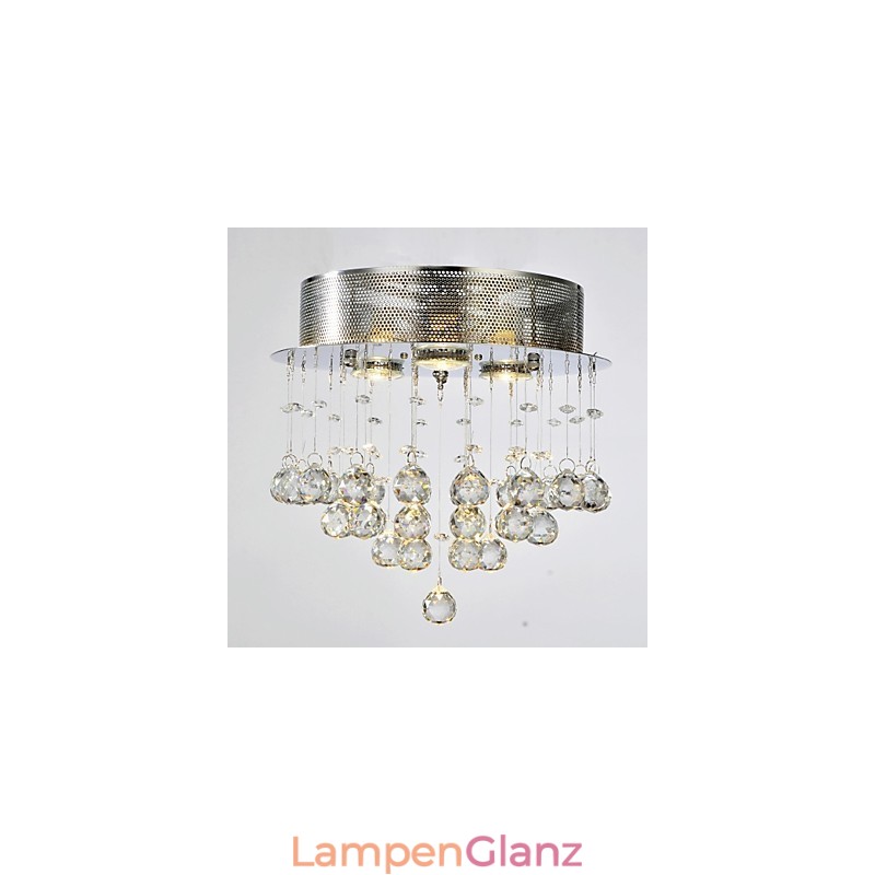 Traditional Classic Crystal Chrome Metal Flush Mount