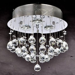 Traditional Classic Crystal Chrome Metal Flush Mount