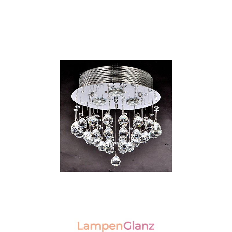 Traditional Classic Crystal Chrome Metal Flush Mount