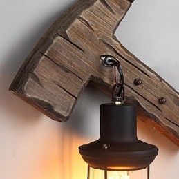 Einkopf-Industrie-Vintage-Retro-Wandleuchte aus Holz und Metall, Farbe zum Dekorieren von Wandleuchten im Home-Hotel-Korridor
