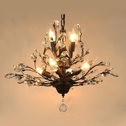 Vintage Kristall Deckenleuchte 8 Lichter Metall Malerei Schwarz ODER Gold