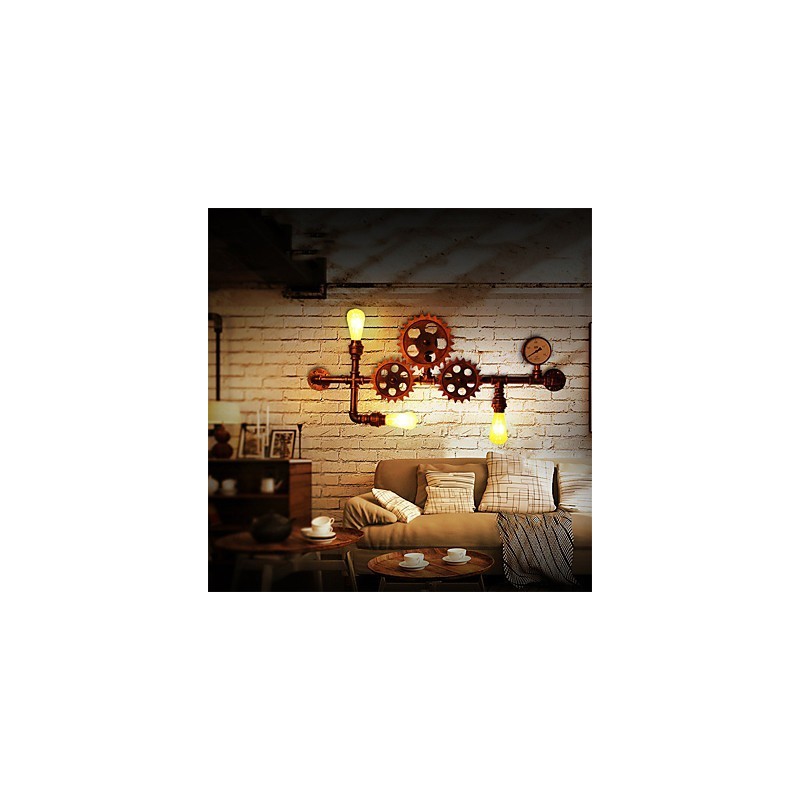 Vintage Industrielle Rohrwandleuchten Holzhelmform Kreative drehbare Lichter Restaurant Cafe Bar Dekorationsbeleuchtung
