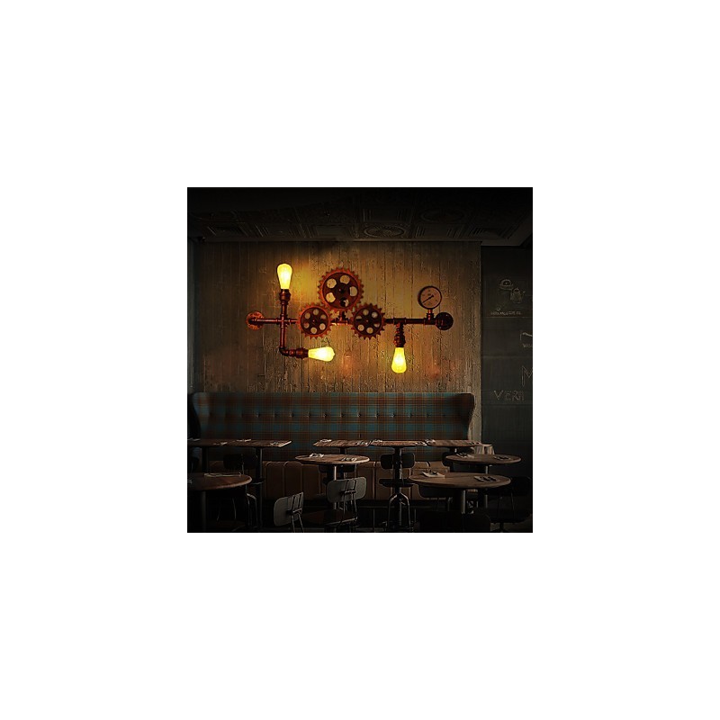 Vintage Industrielle Rohrwandleuchten Holzhelmform Kreative drehbare Lichter Restaurant Cafe Bar Dekorationsbeleuchtung