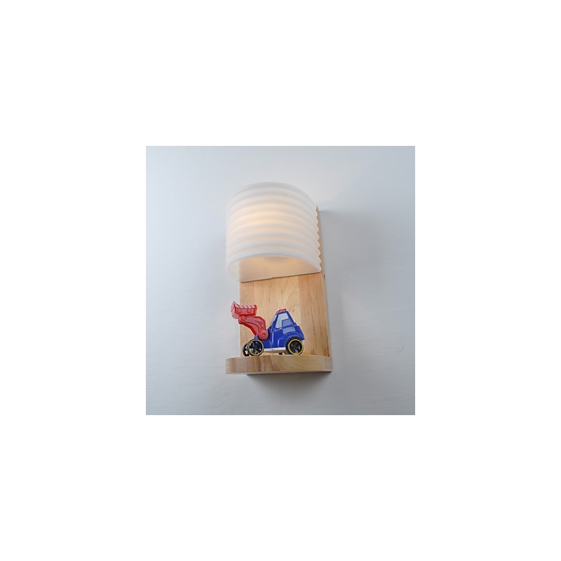 Einfache Wandlampe, Nachttischlampe mit Glasschirm und Massivholz für Schlafzimmer, Kommode, Wohnzimmer, Babyzimmer, Studentenwohnheim, Couchtisch, Bücherregal