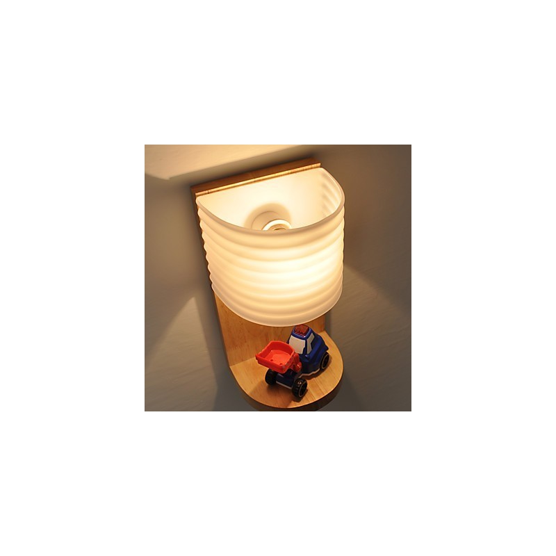 Einfache Wandlampe, Nachttischlampe mit Glasschirm und Massivholz für Schlafzimmer, Kommode, Wohnzimmer, Babyzimmer, Studentenwohnheim, Couchtisch, Bücherregal
