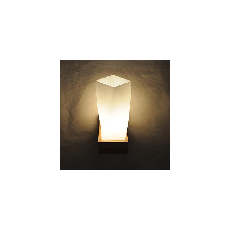 Einfache Wandlampe, Nachttischlampe mit Glasschirm und Massivholz für Schlafzimmer, Kommode, Wohnzimmer, Babyzimmer, Studentenwohnheim, Couchtisch, Bücherregal