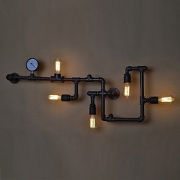 Loft Industrielle Wandlampen Antike Edison Wandleuchten mit Glühbirnen Vintage Pipe Wandlampe für Wohnzimmerbeleuchtung