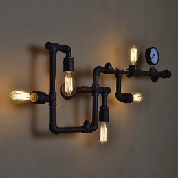 Loft Industrielle Wandlampen Antike Edison Wandleuchten mit Glühbirnen Vintage Pipe Wandlampe für Wohnzimmerbeleuchtung