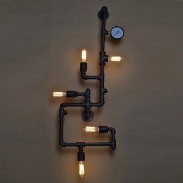 Loft Industrielle Wandlampen Antike Edison Wandleuchten mit Glühbirnen Vintage Pipe Wandlampe für Wohnzimmerbeleuchtung