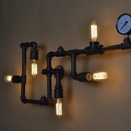 Loft Industrielle Wandlampen Antike Edison Wandleuchten mit Glühbirnen Vintage Pipe Wandlampe für Wohnzimmerbeleuchtung
