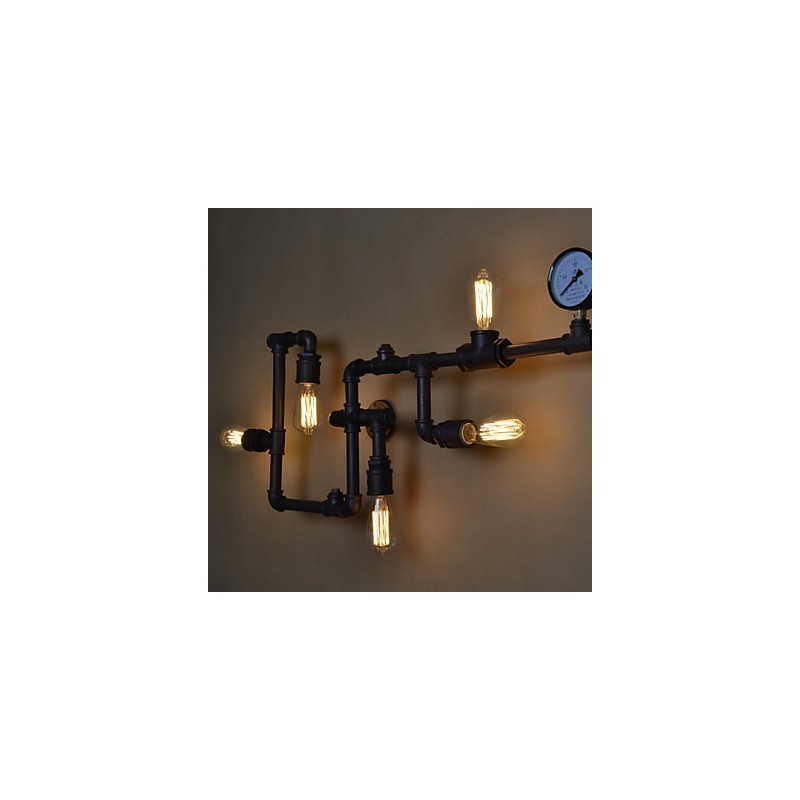 Loft Industrielle Wandlampen Antike Edison Wandleuchten mit Glühbirnen Vintage Pipe Wandlampe für Wohnzimmerbeleuchtung