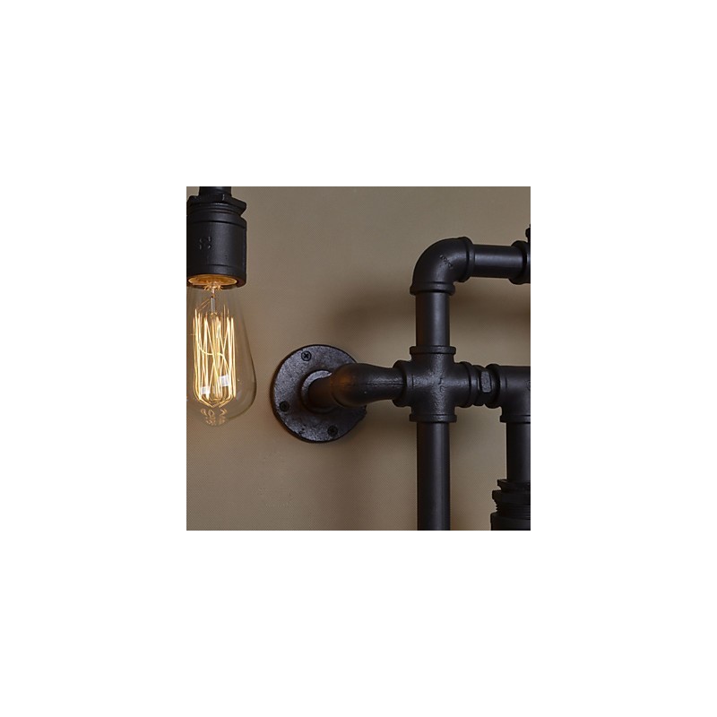 Loft Industrielle Wandlampen Antike Edison Wandleuchten mit Glühbirnen Vintage Pipe Wandlampe für Wohnzimmerbeleuchtung