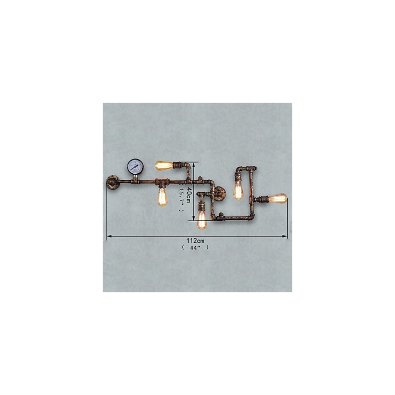 Loft Industrielle Wandlampen Antike Edison Wandleuchten mit Glühbirnen Vintage Pipe Wandlampe für Wohnzimmerbeleuchtung