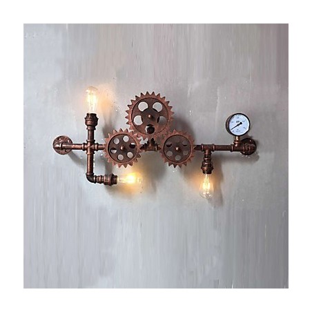 Vintage Industrielle Rohrwandleuchten Holzzahnradform Kreative drehbare Lichter Restaurant Cafe Bar Dekorationsbeleuchtung Vintage Industrielle Rohrwandleuchten Holzzahnradform Kreative drehbare Lichter Restaurant Cafe Bar Dekorationsbeleuchtung