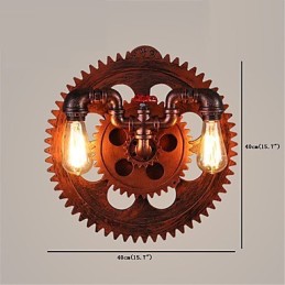 2 Köpfe Vintage Industrielle Wandleuchten Holz Zahnradform Lichter Restaurant Cafe Bar Dekoration Wandleuchten