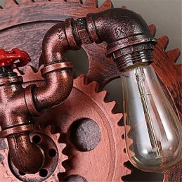 2 Köpfe Vintage Industrielle Wandleuchten Holz Zahnradform Lichter Restaurant Cafe Bar Dekoration Wandleuchten