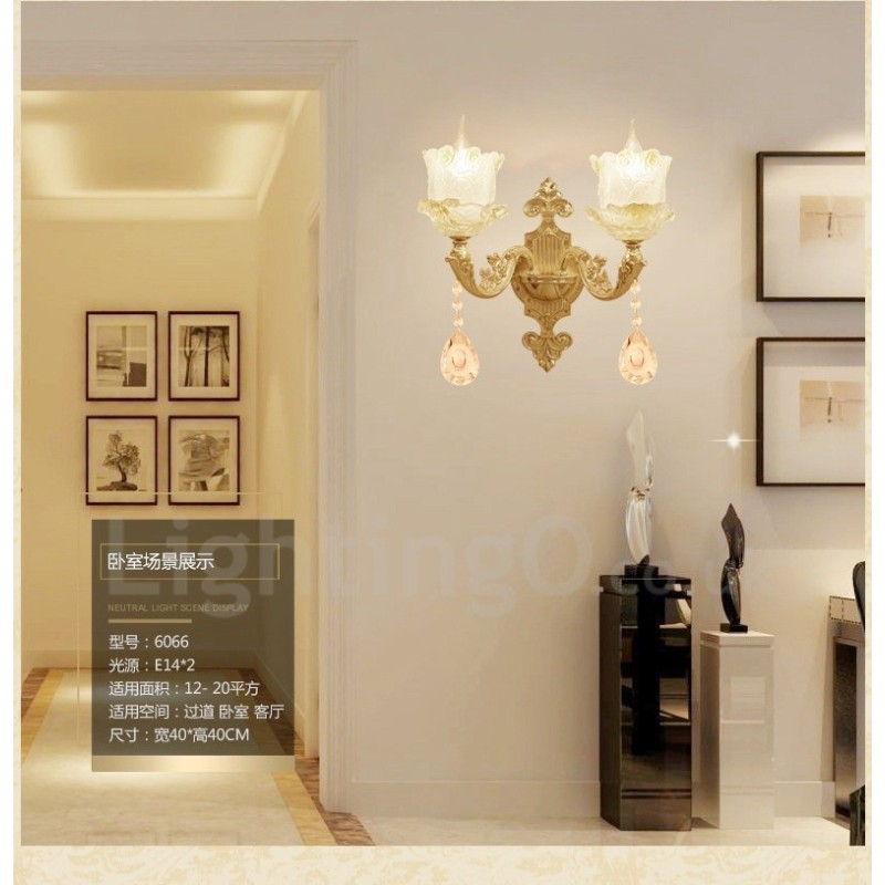 2 Licht Traditionelle Klassische Wohnzimmer Esszimmer Bett Zimmer Metall Innen Wandleuchten