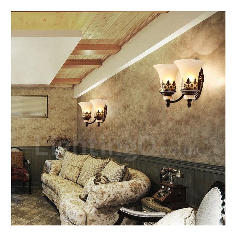 2 Licht Traditionelle Klassische Wohnzimmer Esszimmer Bett Zimmer Metall Innen Wandleuchten