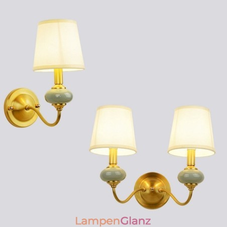 Luxuriöse, rustikale Retro-Wandleuchte aus Messing und Keramik im Vintage-Stil mit Glasschirm, speziell für Hotels, Büros, Ausstellungsräume, Wohnzimmer und Esszimmer
