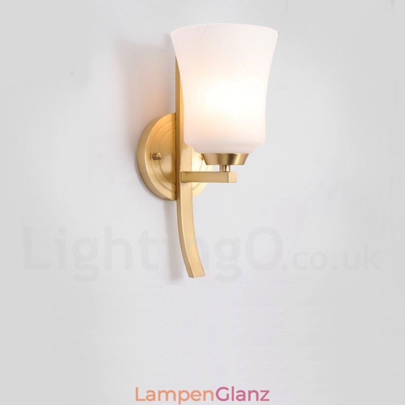 Luxuriöse, rustikale Wandleuchte aus reinem Messing im Retro-Vintage-Stil mit 1 Leuchte und Glasschirm, speziell für Hotels, Büros, Ausstellungsräume, Wohnzimmer und Esszimmer