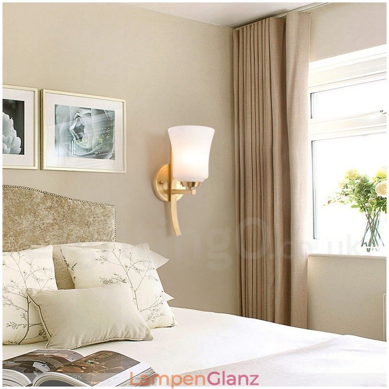 Luxuriöse, rustikale Wandleuchte aus reinem Messing im Retro-Vintage-Stil mit 1 Leuchte und Glasschirm, speziell für Hotels, Büros, Ausstellungsräume, Wohnzimmer und Esszimmer