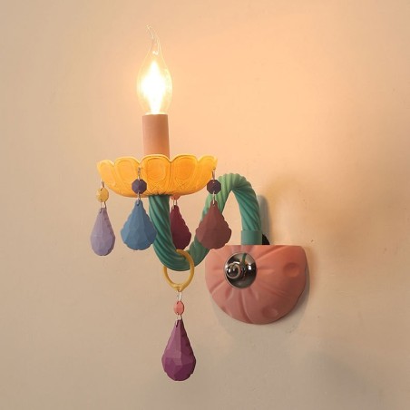 Macaron 1 Licht Multi Kristall Kerze Retro Glas Wandleuchte für Kinderzimmer Kinder Schlafzimmer Macaron 1 Licht Multi Kristall Kerze Retro Glas Wandleuchte für Kinderzimmer Kinder Schlafzimmer