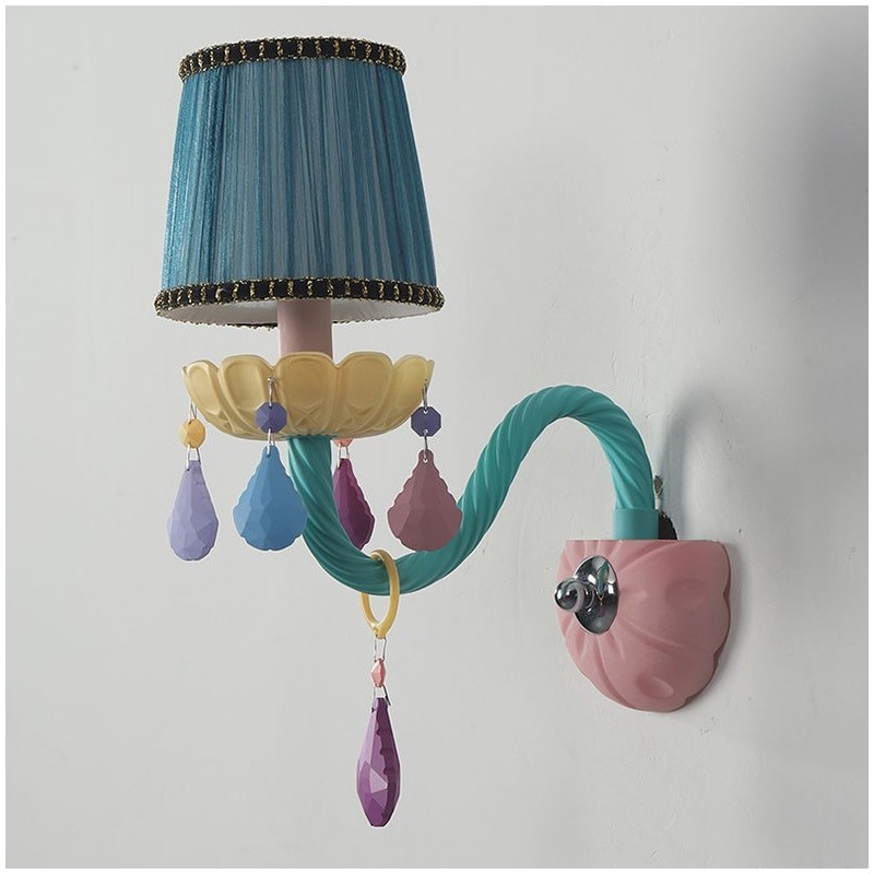 Macaron 1 Licht Multi Kristall Kerze Retro Glas Wandleuchte für Kinderzimmer Kinder Schlafzimmer