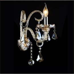 1 Licht passende Cognac Farbe K9 Kristall Kerze Retro Glas Wandleuchte