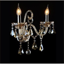 2 Licht passende Cognac Farbe K9 Kristall Kerze Retro Glas Wandleuchte