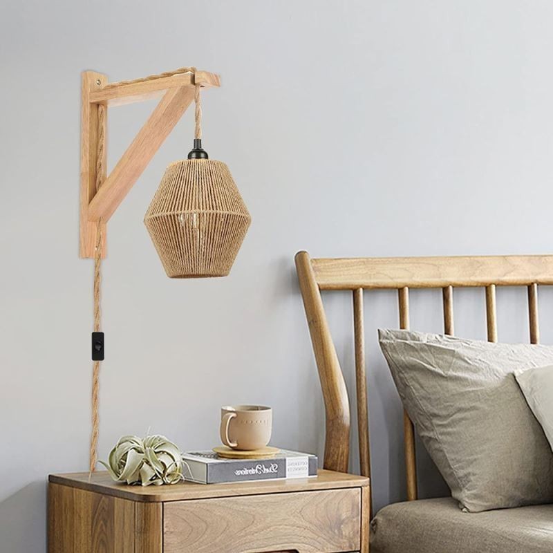 Papierseil-Wandleuchte American Pastoral Retro Wandleuchte mit Stecker