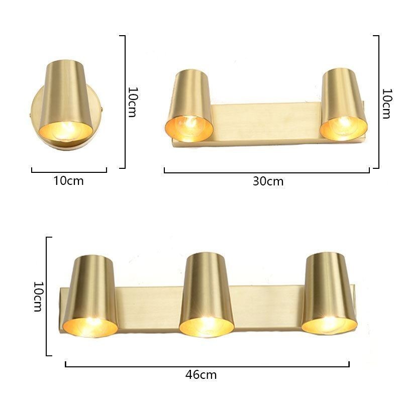 Nordische Messingspiegel-Frontlicht-Spot-Wandleuchte