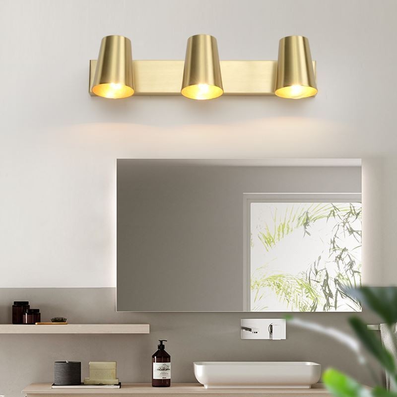 Nordische Messingspiegel-Frontlicht-Spot-Wandleuchte