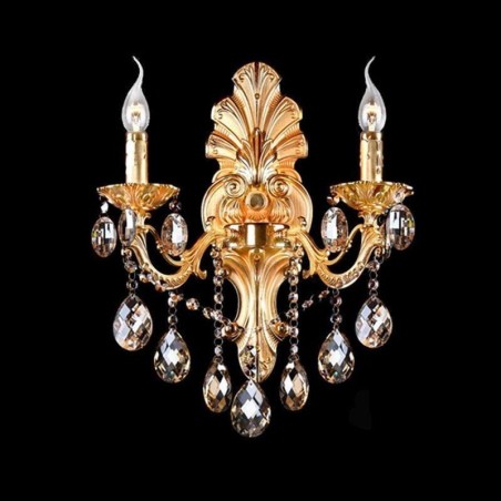 Europäische Wandleuchte Golden Petal Wandleuchte Exquisite Kristalltropfen Licht Nachttischbeleuchtung Europäische Wandleuchte Golden Petal Wandleuchte Exquisite Kristalltropfen Licht Nachttischbeleuchtung