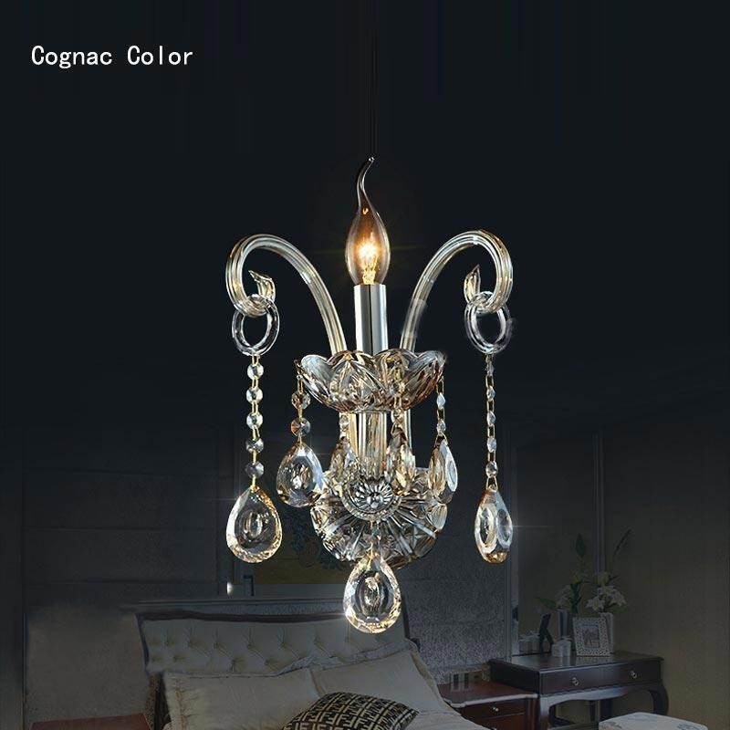 Europäische Wandleuchte Bernstein Cognac Kristall Wandleuchte Einfache Lampe Beleuchtung