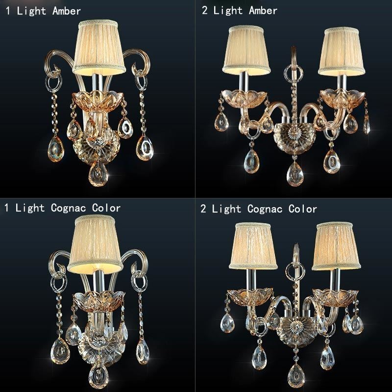 Europäische Wandleuchte Bernstein Cognac Kristall Wandleuchte Einfache Lampe Beleuchtung