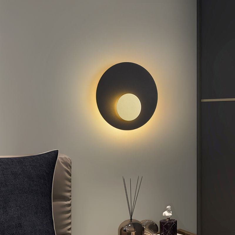 Nordic Wand Licht Schwarz Gold Runde Voll Kupfer Wand Leuchte